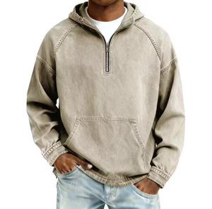 Sweat-shirt à capuche zippé pour homme, coupe classique, couleur unie, avec poches, style streetwear, écoresponsable, décontracté, pour l'automne - Product Image 3