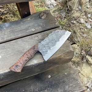 Couteau à découper en acier au carbone forgé – Lame artisanale de 12 pouces avec manche en bois nid d'abeille et étui en cuir – Couteau d'extérieur - Product Image 4