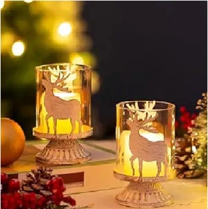 Portavelas Decorativos Navideños con Forma de Reno Dorado Rústico, Soportes para Velas de Té, Decoración para el Hogar, Material de Latón Resistente al Calor - Product Image 3