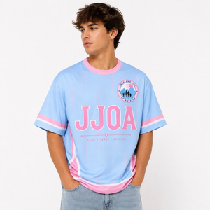 บริษัท จั๊ค แอนด์ จิล ออฟ อเมริกา อิงค์ ขายส่งสินค้าจากกรีซ เสื้อยืดโอเวอร์ไซส์สั่งทำพิเศษสำหรับผู้หญิง ปักลายเสื้อเจอร์ซีย์ชมรมนักเรียน - Product Image 4