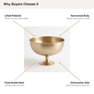 Bol de service sur pied en acier inoxydable SS304 de 22 cm, fait main, de haute qualité, finition PVD Or Champagne, avec piédestal Surya Gold, pour la décoration intérieure et les hôtels - Product Image 5