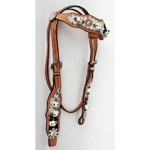 Têtière de cheval en cuir de haute qualité, design personnalisé, style western, ornée de perles, pour l'équitation, disponible en plusieurs couleurs - Product Image 2