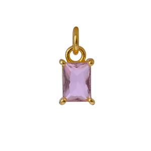 Elegant Pink <b>Amethyst</b> Quartz Rectangle 18K Gold Plated Handmade Charm <b>Pendant</b> for Necklace & Bracelet Wholesale Jewelry Supplies - Product Image 1