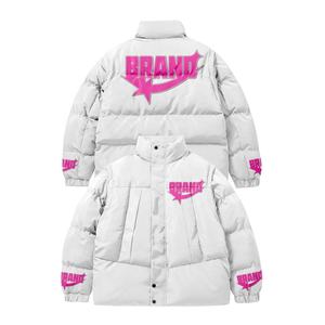 Veste d'hiver rembourrée mince de haute qualité pour hommes avec impression personnalisée «Marque» Design épais et chaud col montant avec fermeture éclair Service OEM - Product Image 1