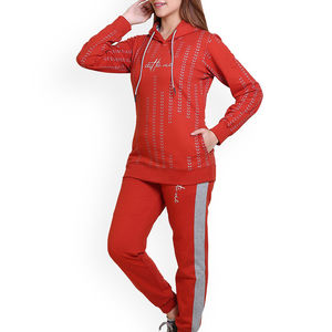 Survêtements décontractés pour femmes, couleur unie, automne, personnalisables, 2 pièces, 100 % coton, molleton écologique, pour entraînement sportif et jogging, vente en gros - Product Image 4