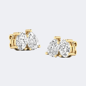 Pendientes Toi et Moi de dos piedras con un peso total de 2.00 quilates, con diamantes brillantes en forma de pera y ovalados. - Product Image 2