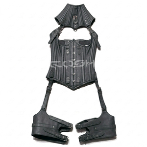ชุดคอร์เซ็ทหนังสีเทาคุณภาพพรีเมียมสไตล์โกธิคและแฟชั่น - Product Image 3
