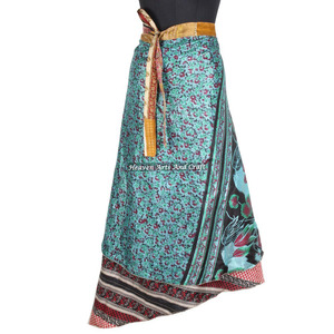 Nueva Falda Larga Cruzada Sexy de Moda para Mujer / Falda Larga Cruzada 100% Seda para Mujer, Estilo Vintage, Tipo Sari - Product Image 6
