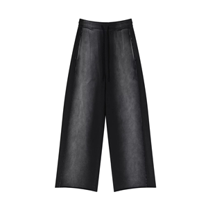 Pantalon de survêtement évasé pour homme en coton molletonné épais, coupe ample et droite, effet délavé soleil, écologique et respirant - Product Image 1