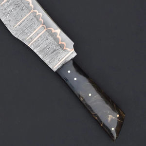 Couteau de cuisine de luxe en cuivre à motif Damas, style chef, avec construction à lame pleine, pour équipement de camping - Product Image 6