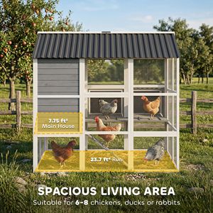 77\" Large Outdoor Wooden Chicken Coop with Nesting Boxes and Waterproof Roof New Condition Layer <b>Cage</b> for 6-8 Chickens <b>Rabbits</b> - Product Image 3