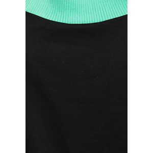 Sweat-shirt noir à col montant pour femme, col contrastant vert, manches longues, coupe oversize, style décontracté - Product Image 4