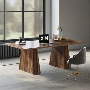 Modern <b>Simple</b> 63-Inch Executive <b>Desk</b> Large Office Double Pedestal Computer <b>Desk</b> for Workstations and Conference Tables - Product Image 3