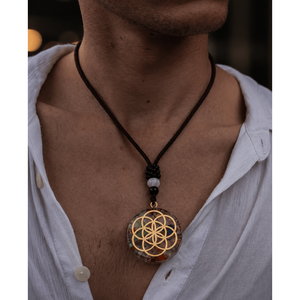 Collar de Cuarzo Cristal Natural para Hombres y Niños - Cadena de Cuerda Ajustable de 30 Pulgadas con Baño de Rodio y Oro - Product Image 1