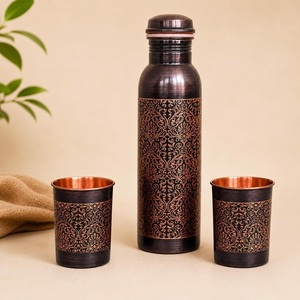 Pure <b>Copper</b> <b>Bottle</b> With Strong Body Design For Everyday Water Storage At Home Office Gym School Travel And Outdoor Use - Product Image 5