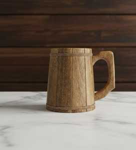Tazas de madera hechas a mano de alta calidad y tazas de bebida con simulación de barril de madera, tazas dobles vikingas y para uso en bares artesanales - Product Image 5