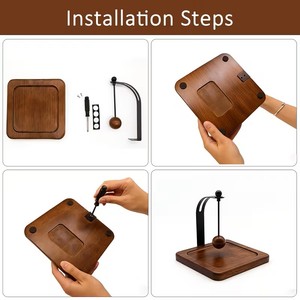 Handmade Wood Napkin Dispenser – Tabletop Napkin Holder with Curved Metal <b>Stand</b> - Product Image 4