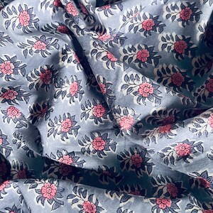 Hand Block Printed Cotton Fabric Indian Handmade Jaipuri <b>Print</b> <b>Botanical</b> Cotton Fabric - Product Image 3