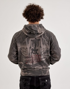 2026 Sweat à capuche zippé pour homme, style streetwear, imprimé DTG avec strass, en molleton bouclette, de créateur, coupe oversize, grammage lourd, motif camouflage - Product Image 3