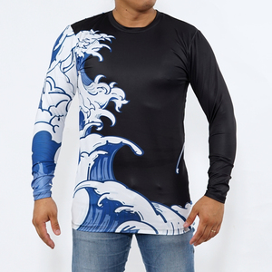 Rohzen Sports OEM High Quality Long Sleeve Rash Guard UPF50+ Swimming Wear Adults Spandex/Polyester <b>Compression</b> Fabric Custom - Product Image 5