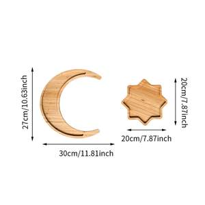 Plateau en bois en forme de lune, centre de table décoratif pour l'Aïd Moubarak, idéal pour la cuisine, la maison, le jardin et les fêtes - Product Image 6