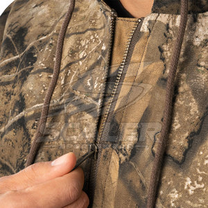 Veste de chasse en toile solide pour homme, design zippé, plusieurs poches de rangement et poignets ajustables, activités de camping et de plein air - Product Image 3