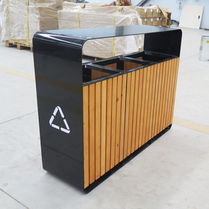 Poubelle de recyclage des déchets de tri en métal + bois Poubelle unique Petites poubelles extérieures <span class=keywords><strong>à</strong></span> <span class=keywords><strong>vendre</strong></span> - Product Image 4
