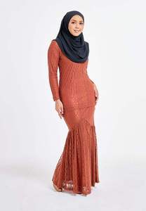 Round Neckline Lace Rustic Brown Wholesale in Vietnam Baju Kurung SIPO Wholesale Fashion Malaysia Traditional Muslim Clothing - Product Image 4