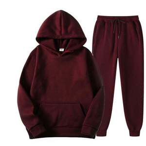 Wholesale Pink 2 Piece Set Women Men <b>Hoodies</b> Joggers Tracksuit Custom Logo <b>Plain</b> Pullover Sweatpants Fleece Sweatsuit Sportswear - Product Image 4