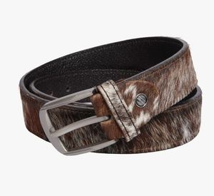 Ceinture en cuir de vachette de luxe avec poils de vache, boucle en fer, ceinture décontractée pour homme Yonger, haute qualité, longueur personnalisée - Product Image 1