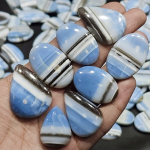 Lot de cabochons en opale bleue naturelle Owyhee, opale bleue pigeon, formes variées, taille libre, pour la fabrication de bijoux - Product Image 2