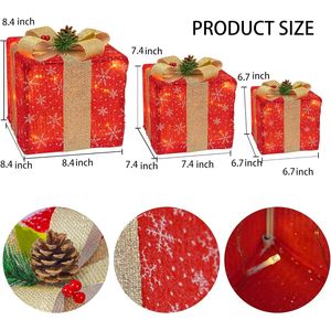 Set of 3 Lighted Christmas Gift <b>Boxes</b> 50 LED Christmas Box Decorations with Ribbon Bows Elegant Holiday <b>Present</b> <b>Boxes</b> Decor - Product Image 2