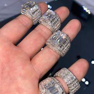 Luxury Iced Out Emerald Cut CZ Diamond <b>Ring</b> Full Baguette Pave Statement <b>Ring</b> Hip Hop Bling <b>Ring</b> <b>for</b> <b>Men</b> Wedding Party Jewelry - Product Image 1