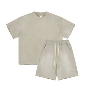 Ensemble T-shirt et short surdimensionné brodé avec logo personnalisé, de haute qualité, effet délavé, pour homme, 2 pièces, idéal pour l'été - Product Image 3