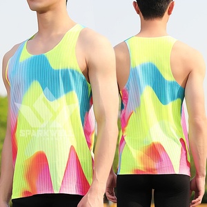 Débardeur pour homme en polyester respirant à col rond, imprimé montagne et lac rose, sans manches, tricoté, décontracté, pour le sport - Product Image 5