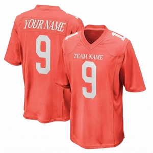 Jersey de Fútbol Americano Personalizado por el Fabricante, Color Rojo Coral, Sublimado, Poliéster, Manga Corta, Talla Grande, Duradero, Transpirable, Venta al Por Mayor - Product Image 1