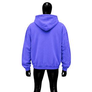 Sudadera con capucha morada oversize para hombre, de forro polar, con estampado casual de otoño, manga regular, estampado por sublimación, ajuste holgado, estilo Drop Sh - Product Image 2
