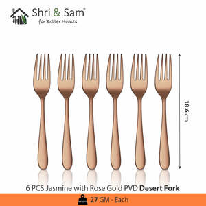 Juego de cubiertos de acero inoxidable Jasmine con revestimiento de PVD de oro rosa Cuchillos de cena elegantes - Product Image 5