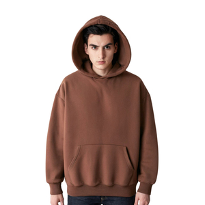 Sudadera con Capucha Extra Grande para Hombre, Color Marrón Oscuro, Felpa de Algodón, Diseño Casual con Bolsillos, Ropa de Otoño - Product Image 1