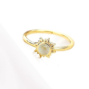 Bague en or plaqué or fait main avec pierre précieuse rutilée dorée à facettes rondes en forme de soleil - Vente en gros - Product Image 2