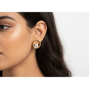 Fabricant de boucles d'oreilles clous circulaires en or 10 carats personnalisées en gros, boucles d'oreilles minimalistes en diamants de laboratoire VVS1 - Product Image 3