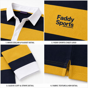 Polo à manches longues rayé personnalisé pour homme – Maillot de rugby en coton respirant de haute qualité – Hauts de sport décontractés et tendance – Vente en gros - Product Image 4