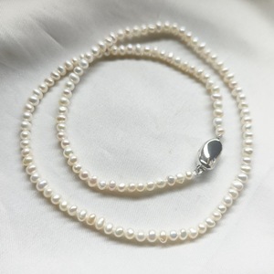 Collier pendentif en argent 925 avec perle d'eau douce de Zhuji, 3-3,5-9-10 mm, ronde naturelle, extrêmement brillante, design simple - Product Image 3