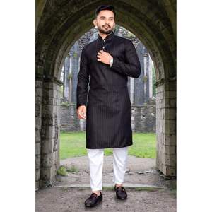 Kurta การทอผ้าสีดำสำหรับผู้ชายได้รับความนิยม - Product Image 1