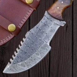 Couteau de chasse droit en acier Damas de qualité industrielle, fait main sur mesure, avec manche en corne, 10 pouces, pointe tombante, pour le camping - Product Image 3