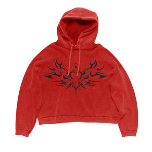 Sweat à capuche unisexe surdimensionné en molleton bouclette délavé à l'acide, teint uni, brodé, respirant, imprimé DTF, écologique 2026 - Product Image 1