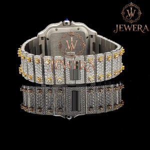 Reloj de Diseño Premium con Diamantes, Reloj de Oro con Diamantes para Hombre, Elegante Reloj con Detalles de Diamantes, Reloj de Acero Inoxidable con Diamantes - Product Image 1