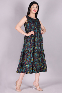 Vestido Maxi Casual de Verano para Mujer, Ecológico, Transpirable, con Estampado Floral, Sin Mangas, Cuello Mandarín, Tejido Natural No Tejido - Product Image 6