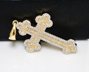 Pendentif croix personnalisé en or 9k 10k 14k 18k avec diamants de laboratoire VVS VS E F pour hommes et femmes - Product Image 3
