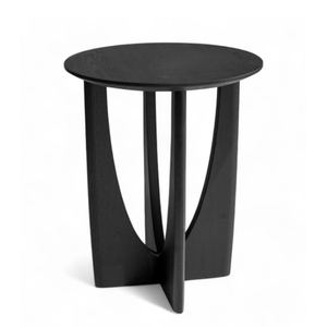 Table d'appoint ronde noire moderne en bois massif, design moderne, meubles pour la maison - Product Image 2